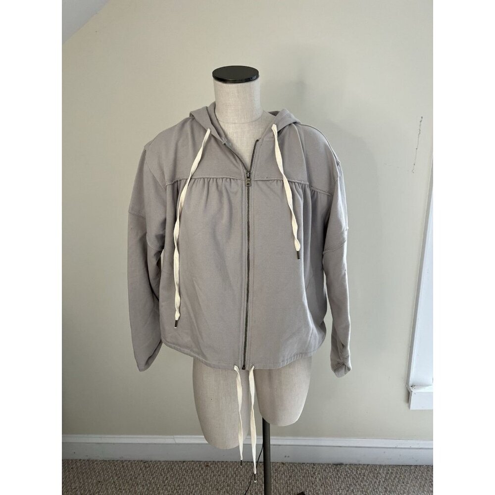 Young Fabulous & Broke Taupe/Gray Zip Up Drawstring Hoodie SZ M Beach Spring
